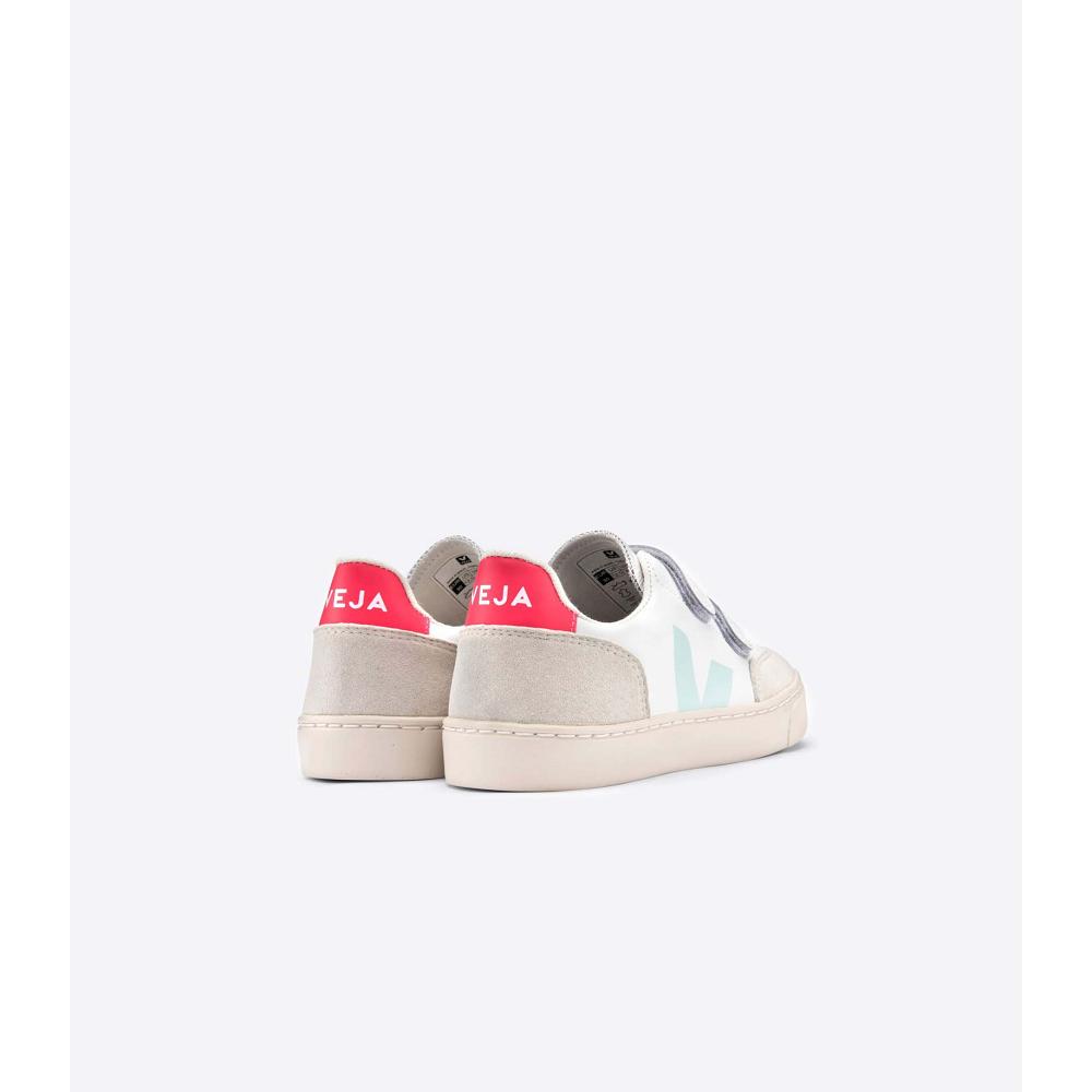 Veja V-12 LEATHER Sneakers Kinderen White/Beige | BE 878LIS